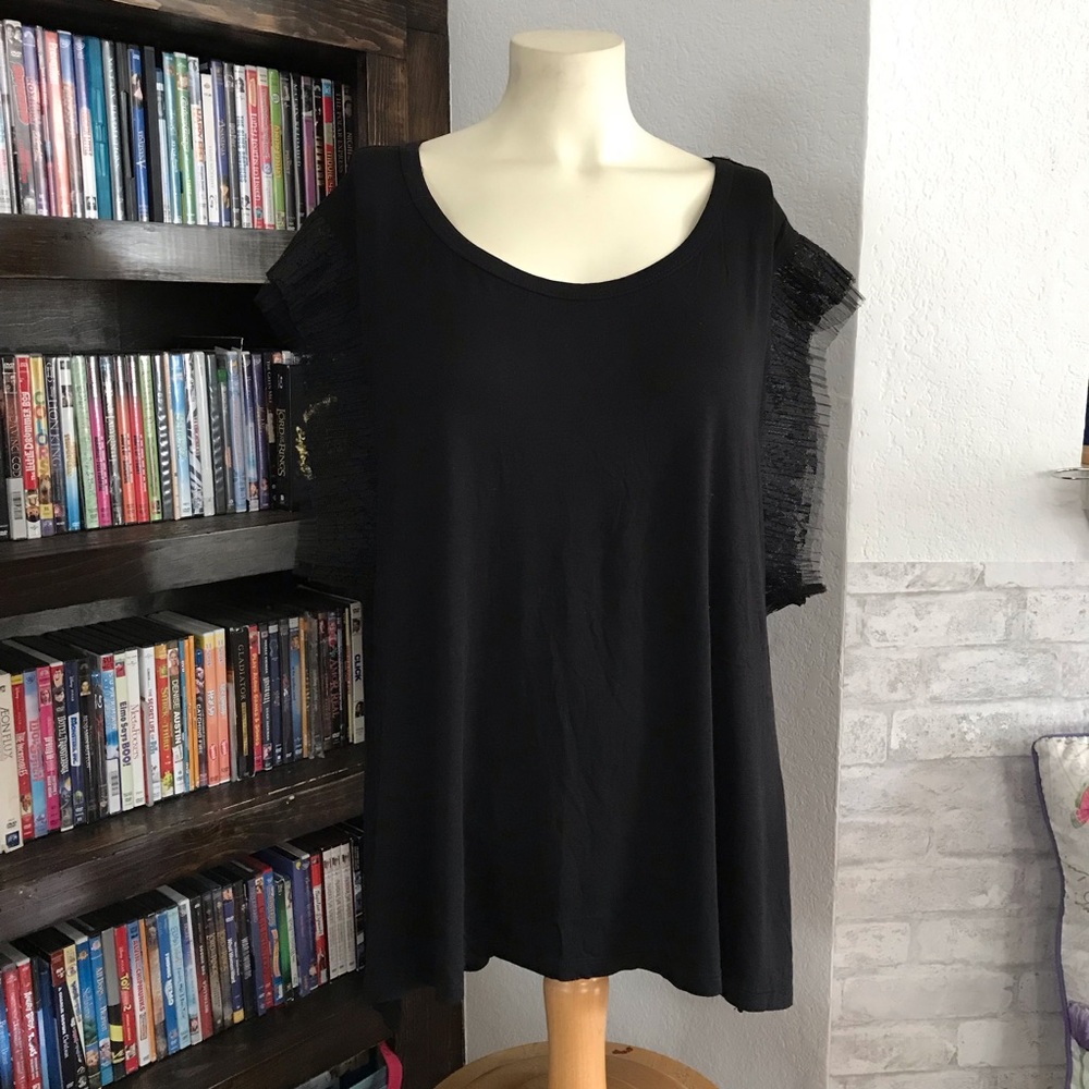 Collection by Bobeau |  Black Short Sleeve Relaxed Blouse Sz 2X